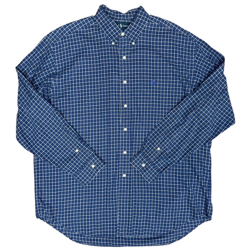 Men's RALPH LAUREN Blake Long Sleeve Button Down Shirt 100% Cotton Blue- Size XL - Picture 2 of 8